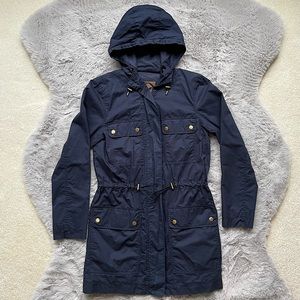 Michael Kors Women’s Full Zip Button Spring Trench Coat Jacket Navy Blue Small